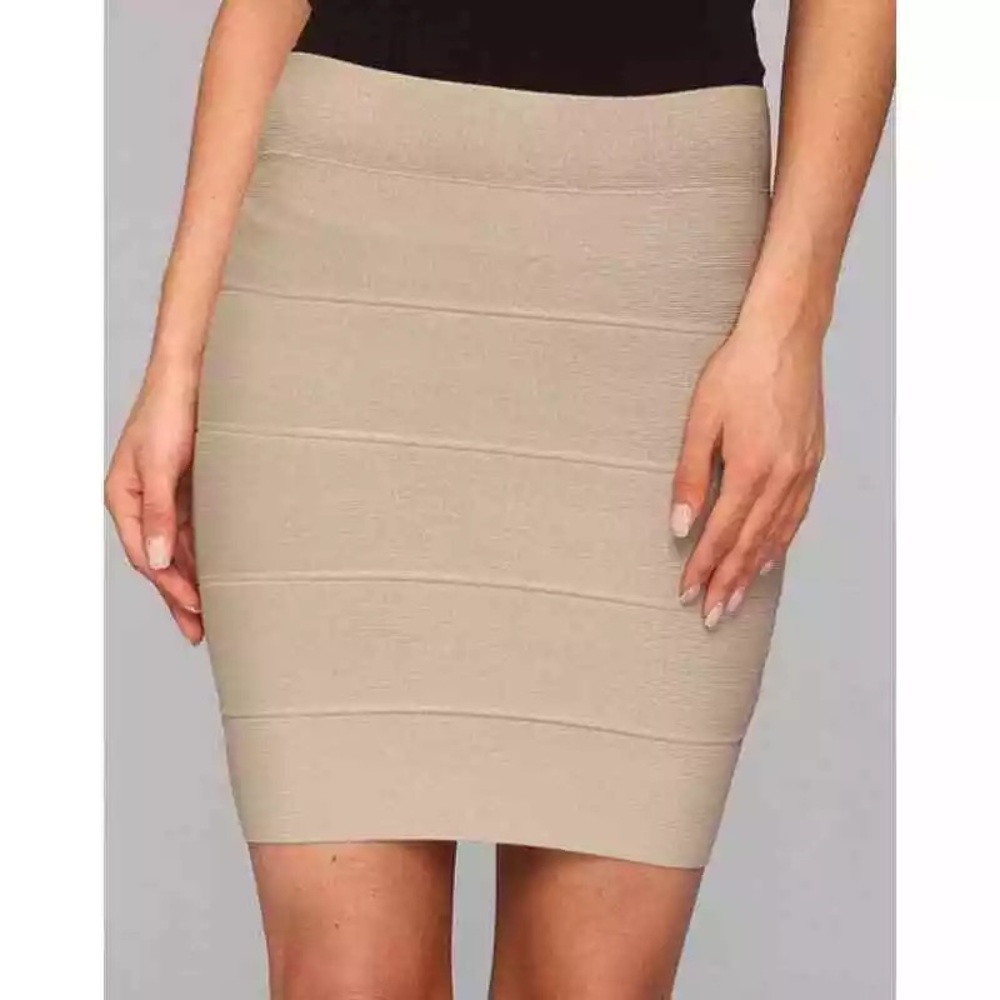 BCBGMax Beige Bandage Miniskirt